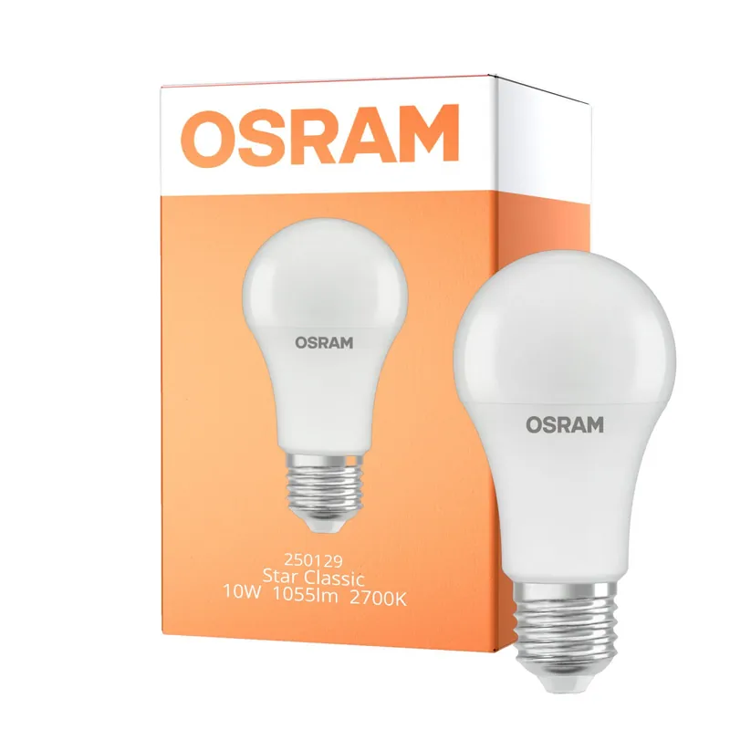 Alta Calidad Osram LED Star Classic E27 Pera Mate 10W 1055lm - 827 Luz Muy Cálida | Sensor De Luz - Reemplazo 75W