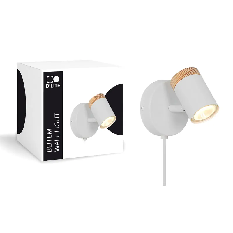 D'Lite Luz De Pared Beitem Mate Blanco FSC Madera | Apta Para 1x GU10 Ordenar Ahora Mismo