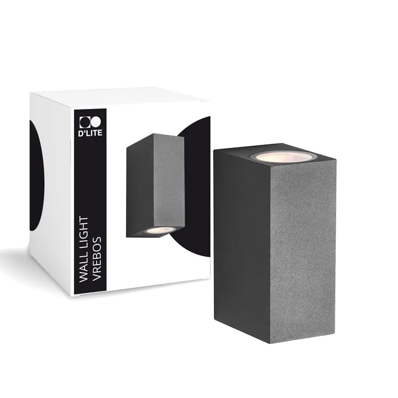 Descuento D'Lite Luz De Pared Vrebos Negro Up & Down | IP54 - Apta Para 2x GU10