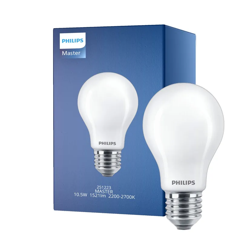 Imprescindible (Must-Have) Philips Master LED E27 Pera Con Filamento Mate 10.5W 1521lm - 922-927 Dim To Warm | Mejor Reproducción De Color - Regulable - Reemplazo 100W