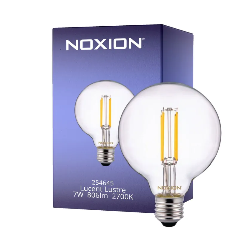 Noxion Lucent LED E27 Globe Con Filamento Clara 7W 806lm - 827 Luz Cálida | Reemplazo 60W Promoción Exclusiva