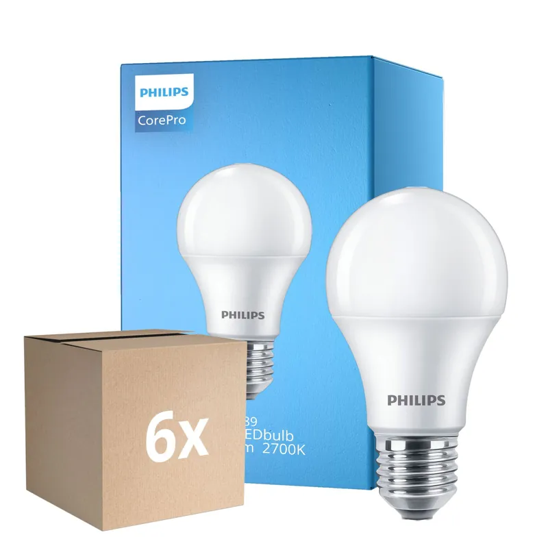 Multipack 6x Philips Corepro LED Bulbo E27 Pera Mate 10W 1055lm - 827 Luz muy Cálida | Reemplazo 75W Imprescindible (Must-Have)