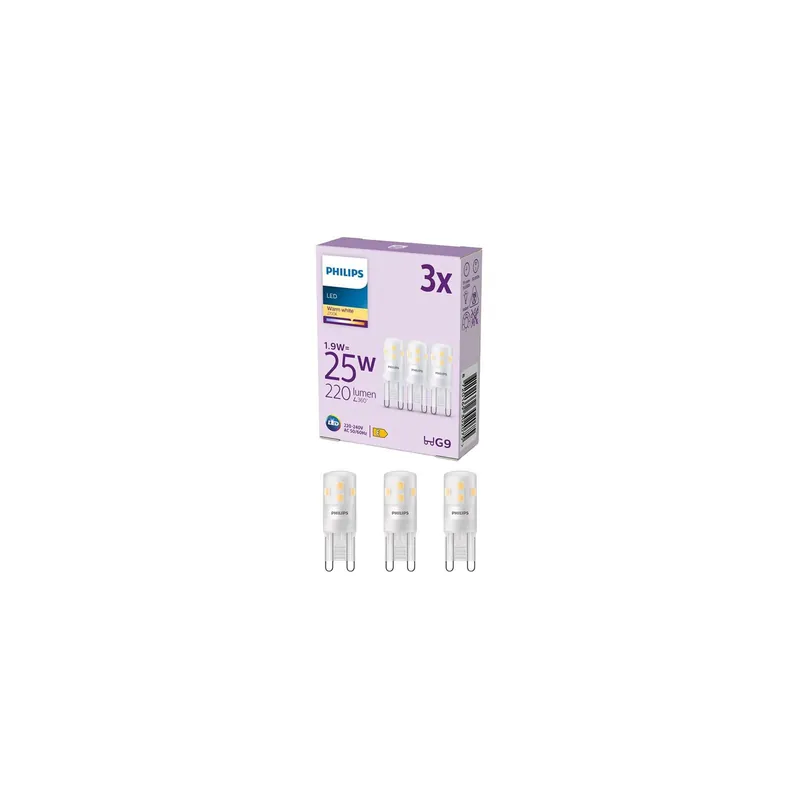 Última Oportunidad Multipack 3x Philips LED Capsule G9 Mate 1.9W 220lm - 827 Luz Muy Cálida
