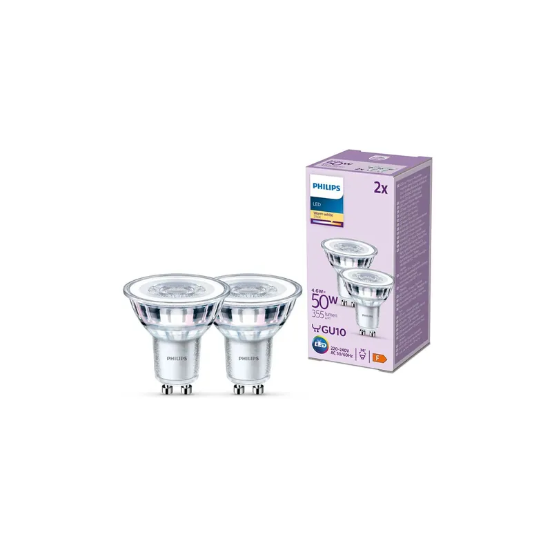 Multipack 2x Philips Foco LED GU10 PAR16 5W 355lm 36D - 827 Luz Muy Cálida Descuento