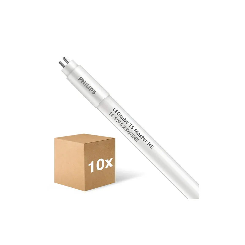 Última Versión Multipack 10x Philips Tubo LED T5 MASTER (Mains AC) High Efficiency 16.5W 2500lm - 840 Blanco Frio | 115cm - Reemplazo 28W