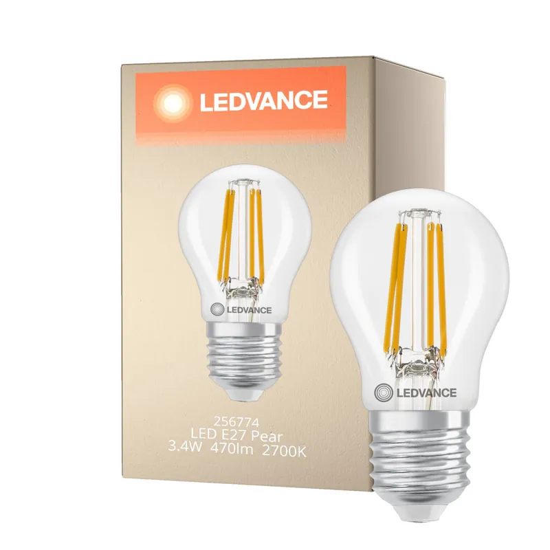 Ocasión Especial Ledvance Classic LED E27 Pera Con Filamento Clara 3.4W 470lm - 827 Luz Muy Cálida | Regulable - Reemplazo 40W