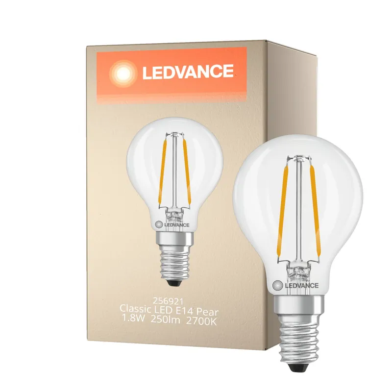 Última Oportunidad Ledvance Classic LED E14 Pera Con Filamento Clara 1.8W 250lm - 827 Luz Muy Cálida | Reemplazo 25W