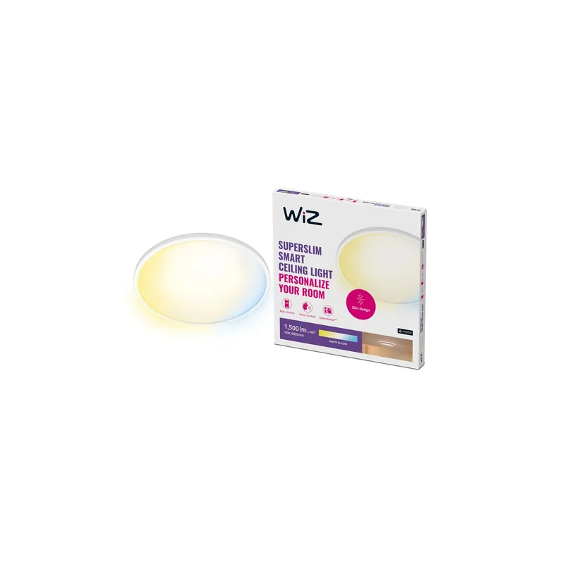 WiZ Smart LED Luz de techo SuperSlim Blanco 16W 1500lm - 927-965 Ajustable Blanco | IP20 - Mejor Reproducción De Color - Wifi Regulable Mejor Precio