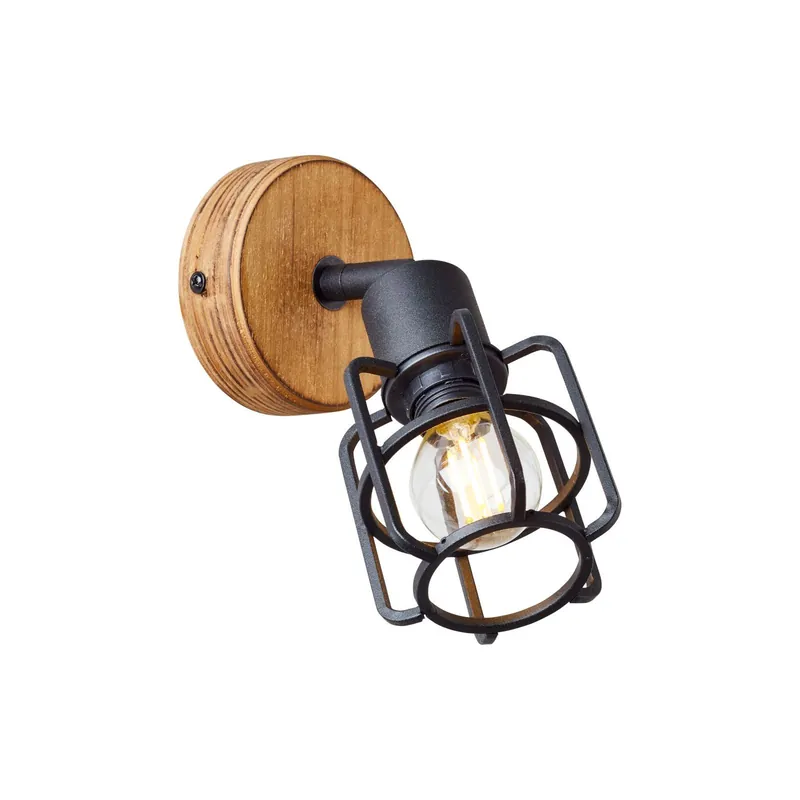 Brilliant Gwen Luz De Pared Metal Madera Negro | Apta para 1x E14 Precio Económico