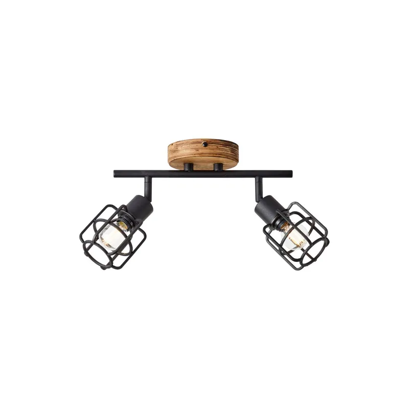 Brilliant Gwen Luz de techo Metal Madera Negro | Apta para 2x E14 Envío Inmediato