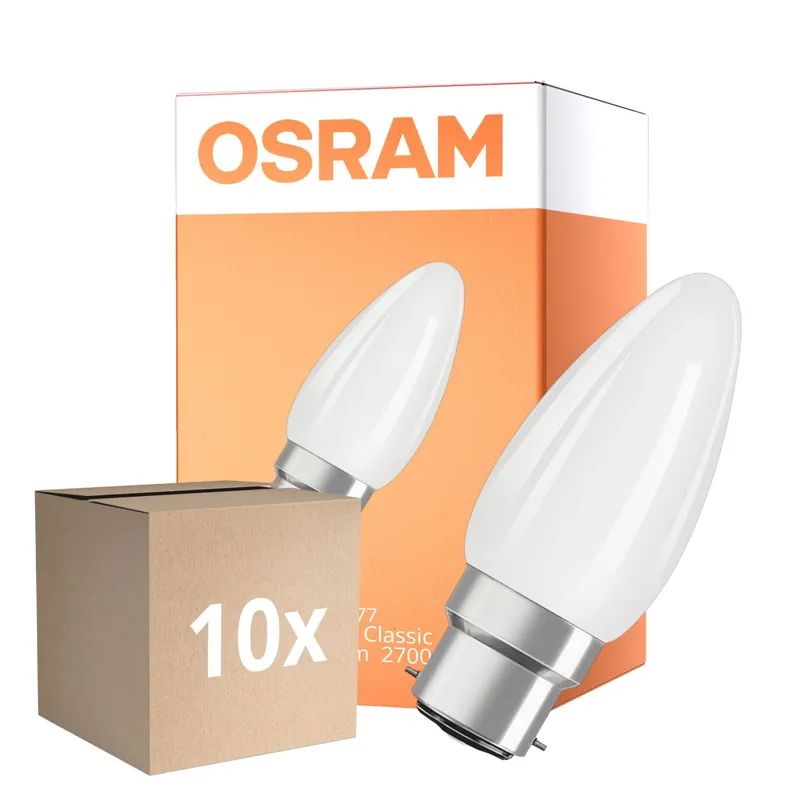 Multipack 10x Osram Parathom Classic LED B22d Vela Con Filamento Mate 4.8W 470lm - 827 Luz Muy Cálida | Regulable - Reemplazo 40W Mejor Precio