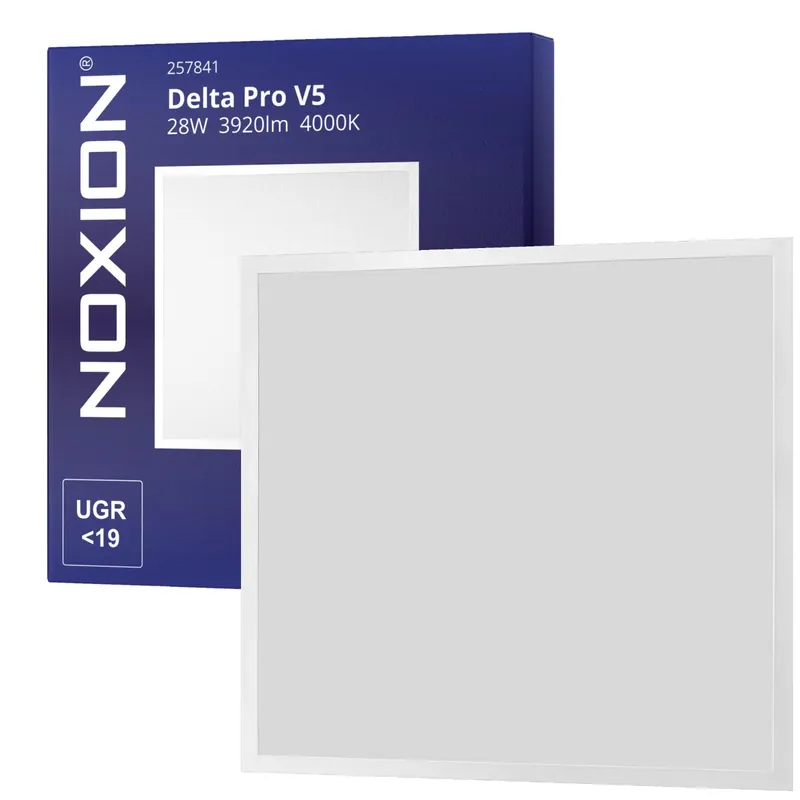 Entrega Rápida Noxion Panel LED Delta Pro V5 28W 3920lm - 840 Blanco Frio | 60x60cm - UGR <19 - Sidelit - TRIAC Regulable