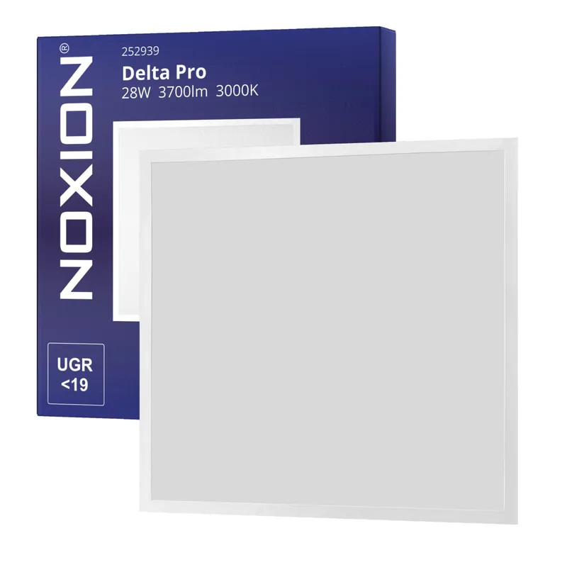 Alta Calidad Noxion Panel LED Delta Pro V5 28W 3700lm - 830 Luz Cálida | 60x60cm - UGR <19 - Sidelit - Dali Regulable