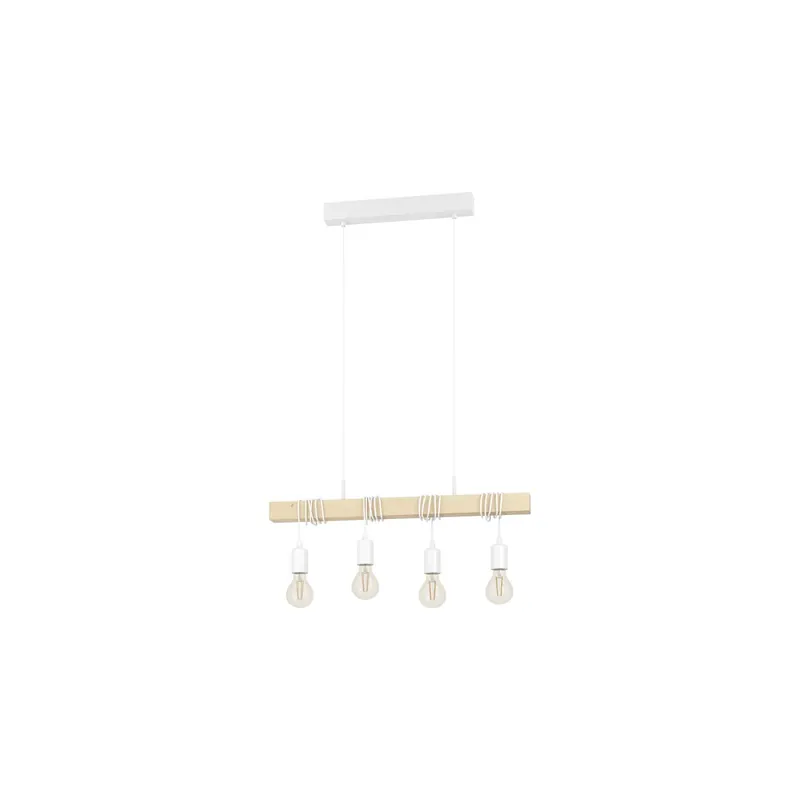 Eglo Colgante De Luz Townshend Acero Blanco Madera | IP20 - Apta para 4x E27 Envío Inmediato