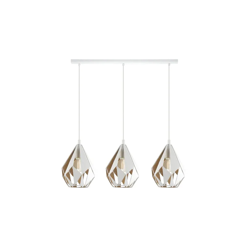 Oferta Flash Eglo Colgante De Luz Carlton 1 Acero Blanco Oro | IP20 - Apta para 3x E27