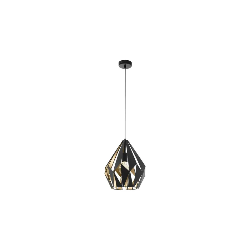 Última Versión Eglo Colgante De Luz Carlton 1 Acero Negro Oro | IP20 - Apta para 1x E27