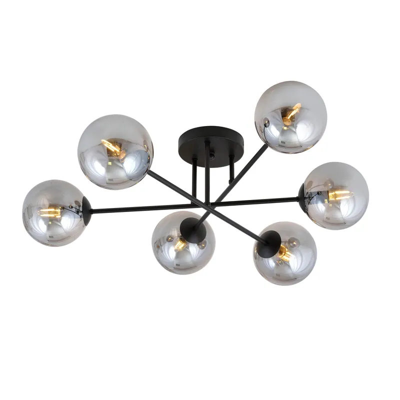 Precio De Oferta Emibig Luz de techo Roma Acero Negro | Apta para 6x E14 - Max 10W