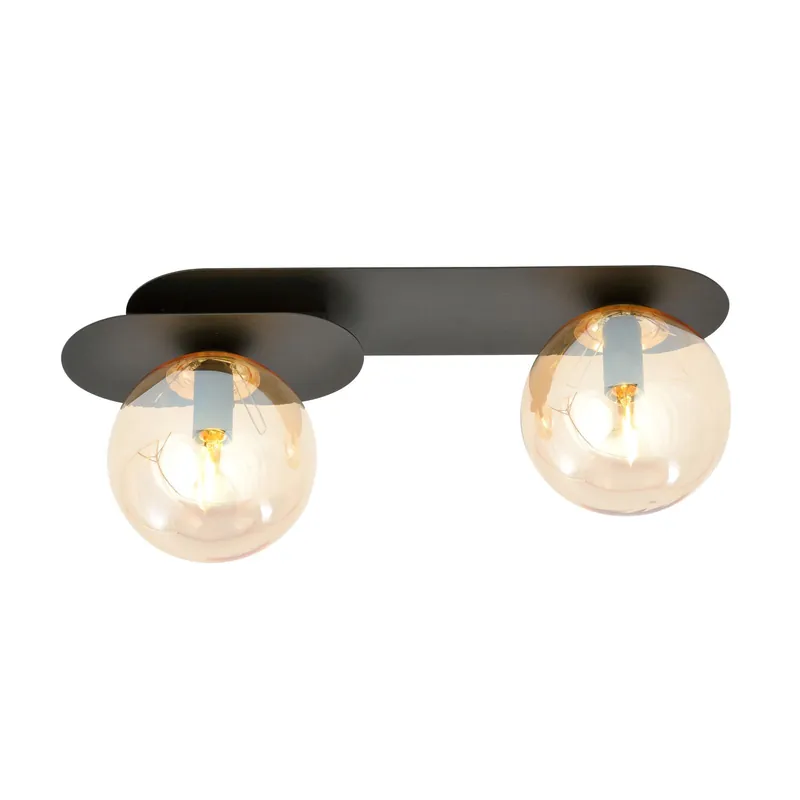 Envío Inmediato Emibig Luz de techo Plaza Acero Negro | Apta para 2x E14 - Max 10W