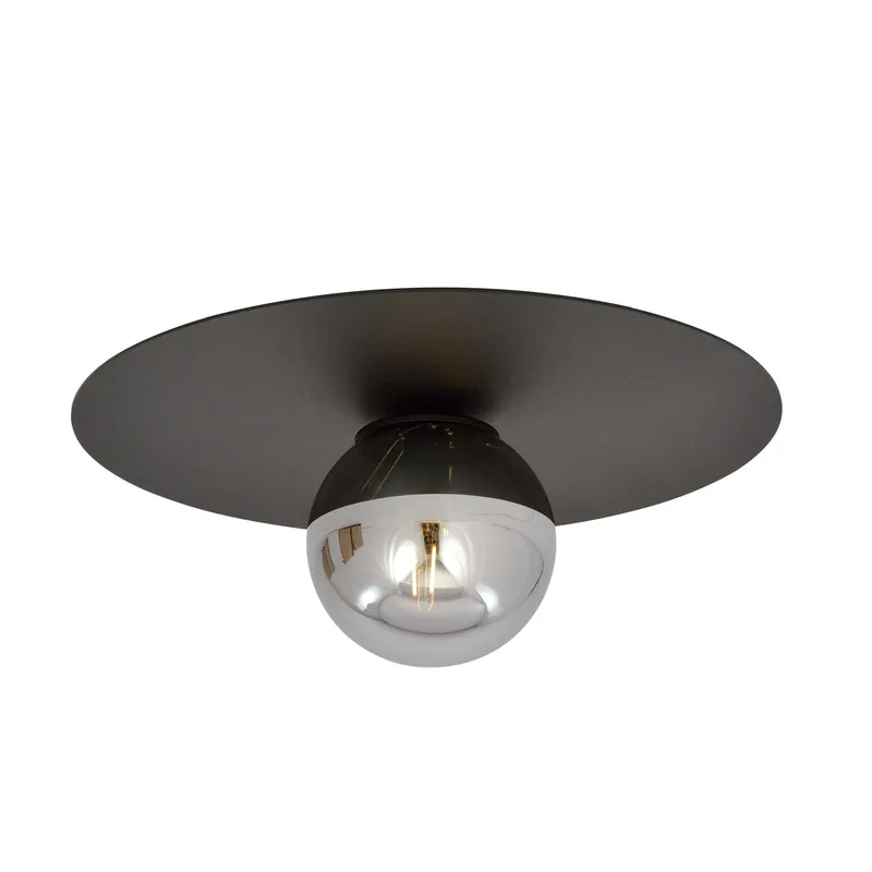 Última Versión Emibig Luz de techo Solar Acero Negro | Apta para 1x E14 - Max 10W