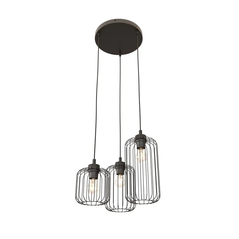 Emibig Colgante De Luz Vander Acero Negro | Apta para 3x E27 - Max 15W Oferta Limitada