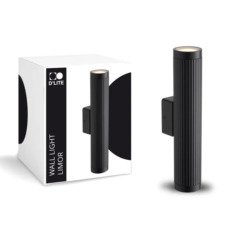 D'Lite Luz De Pared Limor Aluminium Negro Up & Down| IP54 - Apta para 2x GU10 Compra Hoy