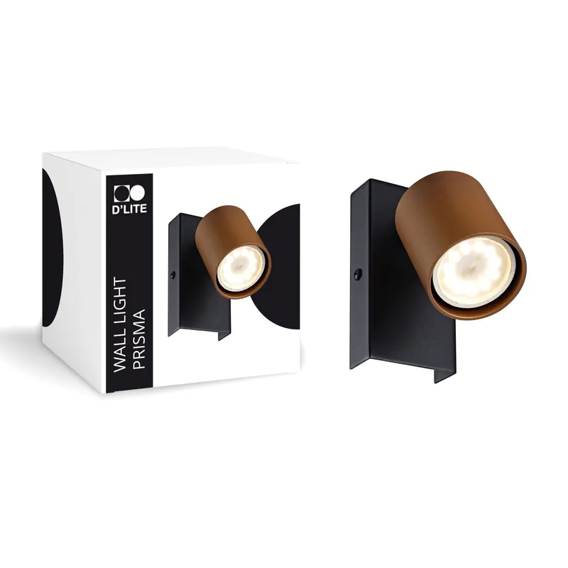 D'Lite Luz De Pared Prisma Metal Cobre | IP20 - Apta para 1x GU10 Novedad