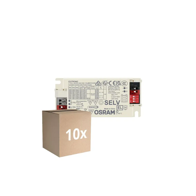 Envío Exprés Multipack 10x Osram LED driver DALI 42/220-240/1050 CS | incl. Cable De Ccfor Noxion