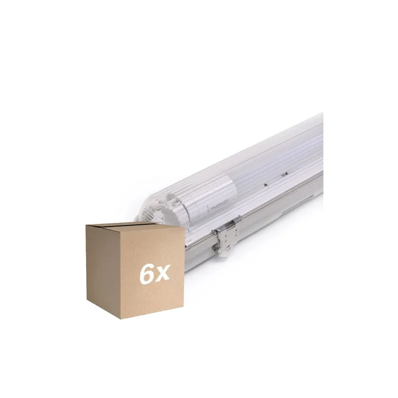 Última Oportunidad Multipack 6x Noxion Pantalla LED Estanca Alojamiento Poseidon V2.0 | incl. 1x Noxion Tubo LED T8 Standard Output 9W 900lm - 840 Blanco Frio - 60cm