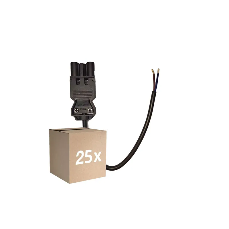 Devolución Gratuita Multipack 25x Noxion GST - Compatible Cable de alimentación Negro - Macho + Extremos abiertos - 0,3m - 2 pole 0,75mm2