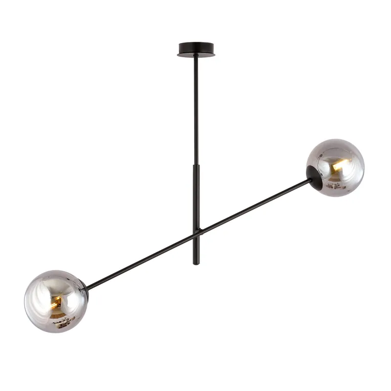Directo De Fábrica Emibig Colgante De Luz Lineal Acero Negro | Apta para 2x E14 - Max 10W