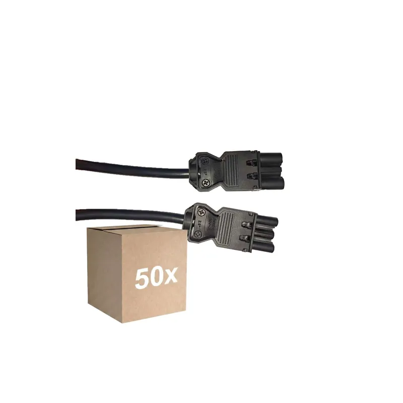 Liquidación Multipack 50x Noxion GST - Compatible Cable de extensión Negro - Macho + Hembra - 1,5m - 3 pole 1,5mm2