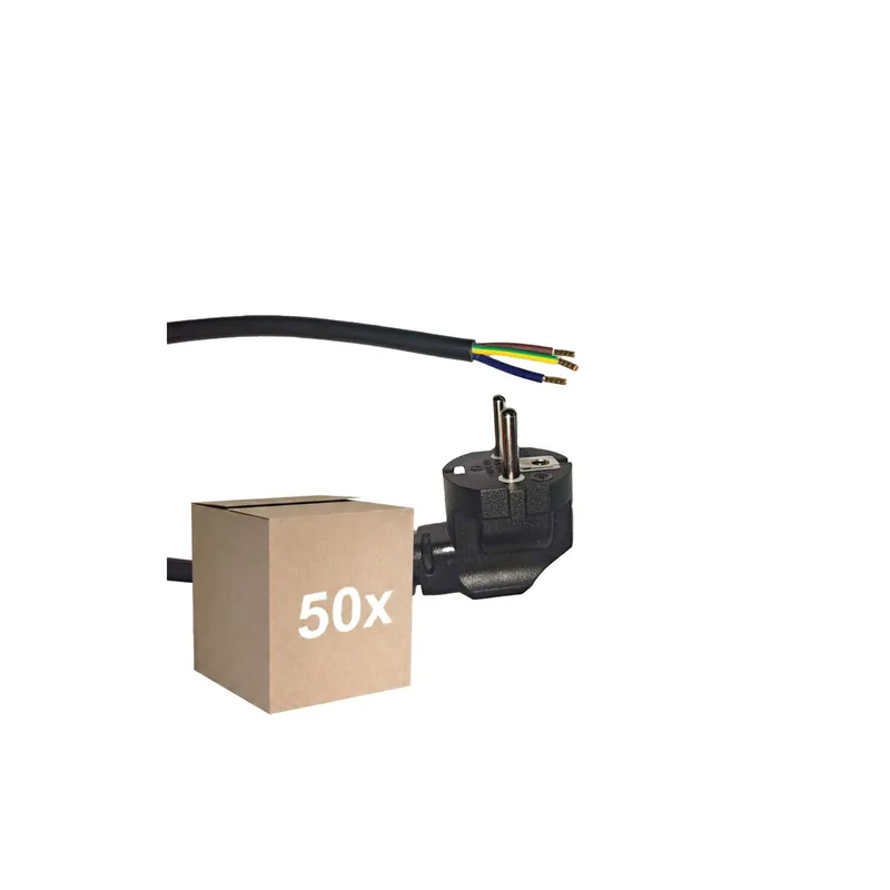 Comprar En Línea Multipack 50x Noxion Cable De Alimentación de alimentación Negro - Schuko Europlug + Extremos abiertos - 2m - 3 pole 0,75mm2