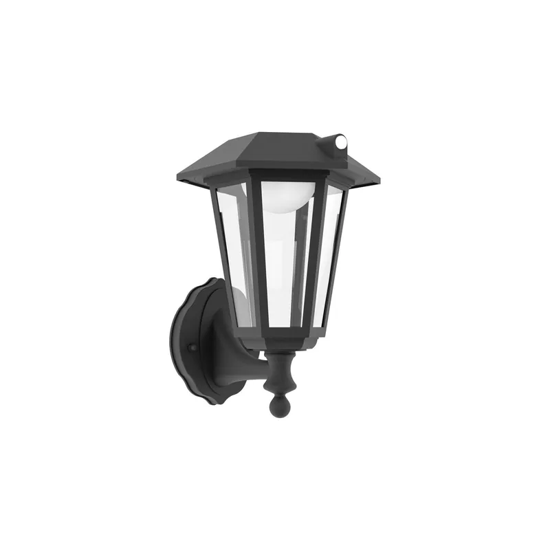 Eglo Luz De Pared Prietta Solar Negro 6W 800lm - 827 Luz Muy Cálida | IP44 - Sensor De Movimiento Favorito De Clientes