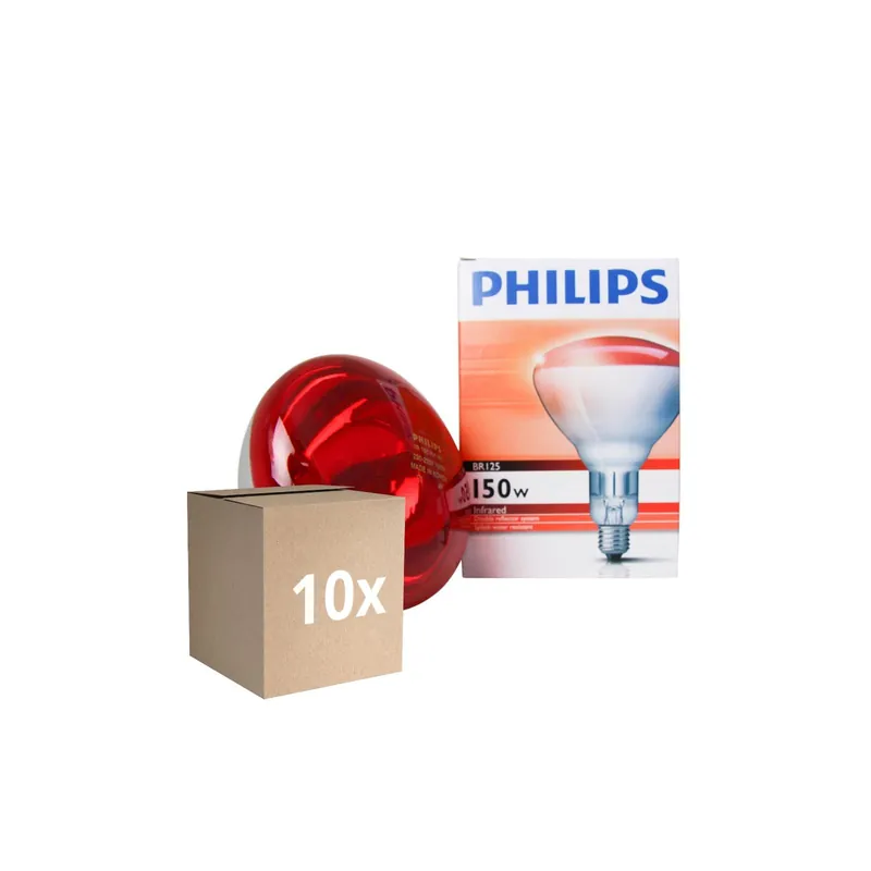 Envío Inmediato Multipack 10x Philips BR125 IR 150W E27 230-250V Rojo