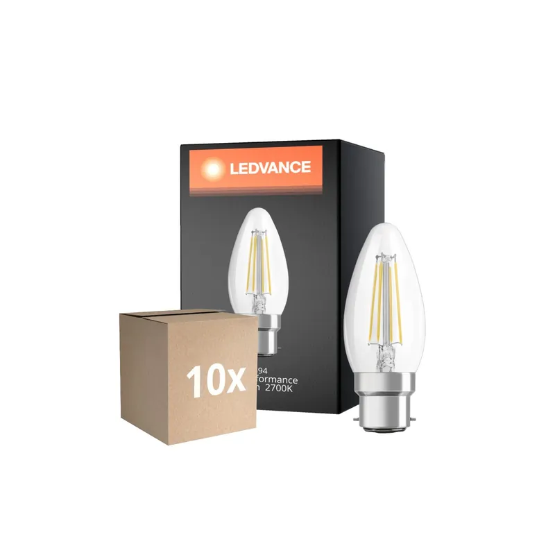 A Buen Precio Multipack 10x Ledvance Classic Performance LED Bulbo B22d Vela con Filamento Clara 4W 470lm - 827 Luz muy Cálida | Reemplazo 40W