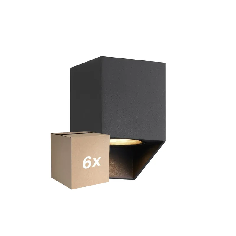 Multipack 6x Nordlux Nico Luz De Pared Cuadrado Aluminium Negro | Apta para 1x GU10 Pago Seguro