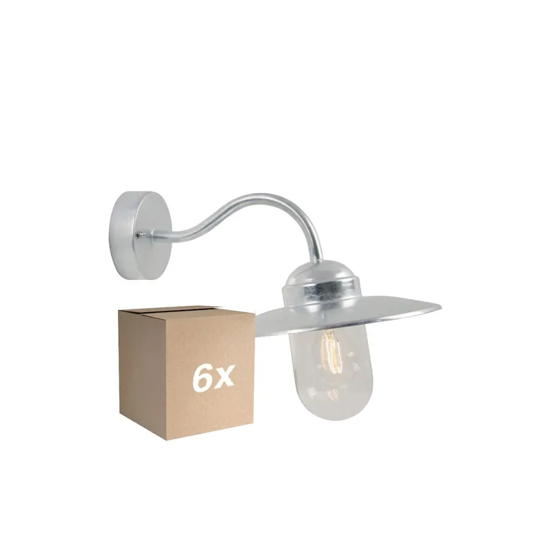 Multipack 6x Nordlux Luxembourg Luz De Pared Acero y Vidrio Gris - Zona costera | IP54 - Apta para E27 Novedad