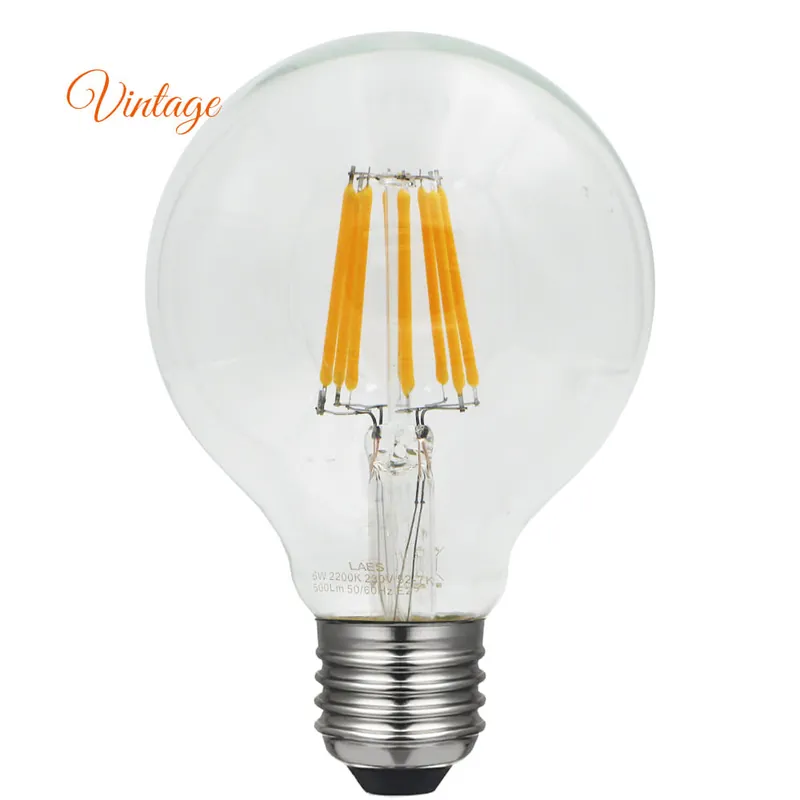 Certificado LAES Bombilla Globo 80 Filamento LED Vintage