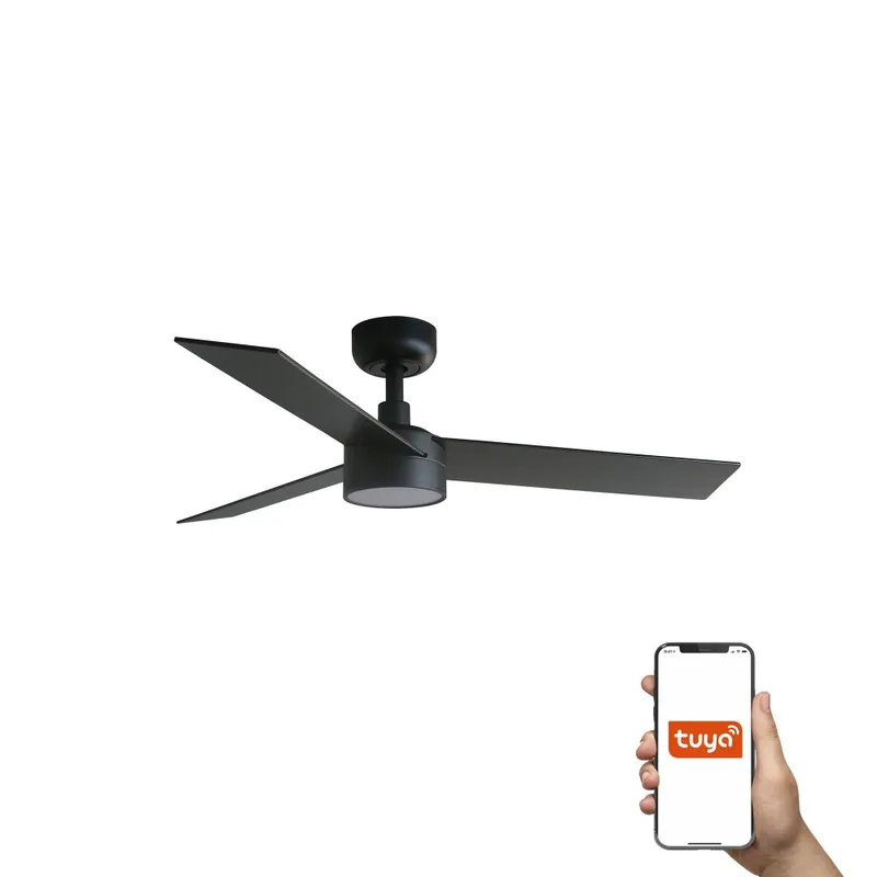 FARO RUDDER S LED Ventilador Negro-Nogal TUYA Garantía De Devolución De Dinero