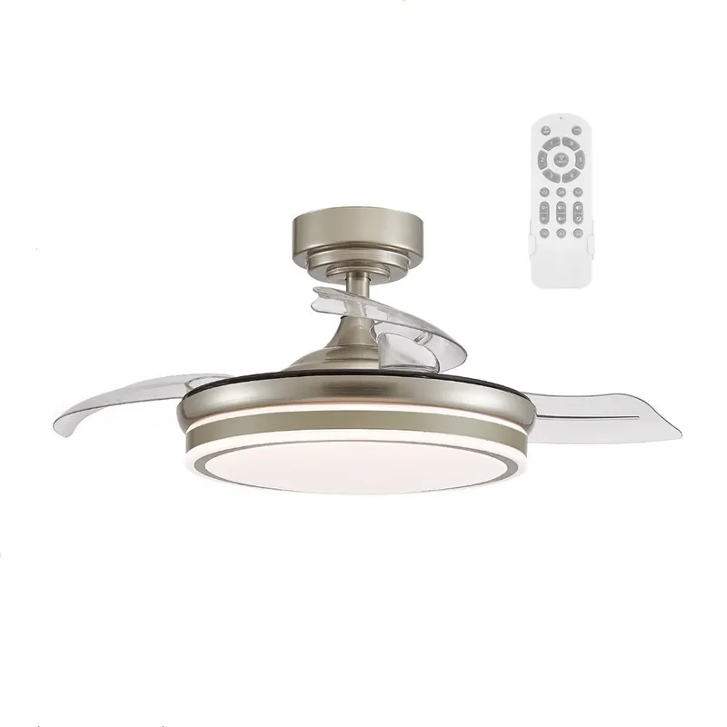Ventilador LED con aspas retráctiles Ilsa Mini Niquel CCT (35W) Ocasión Especial