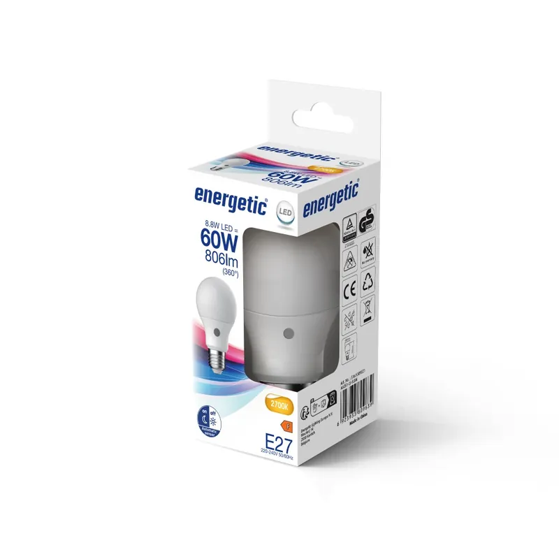 Bombilla LED E27 A60 Sensor 2700K (8.8W) Entrega Rápida