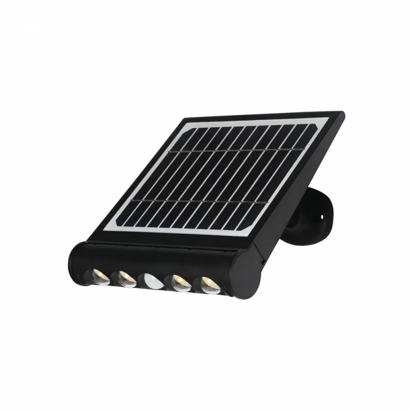 Descuento Aplique Solar Mix LED 8W 4000K integrado acabado negro IP65 apto para exterior + sensor movimiento