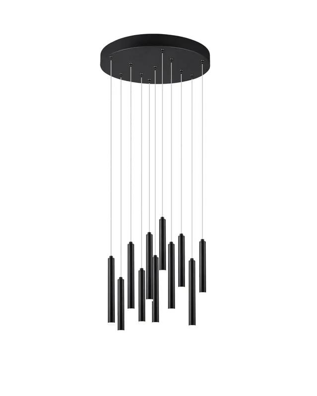 Lámpara de techo colgante Trio Tubular LED 11 luces negro mate 3000K regulable 150cm 321691132 Envío Exprés