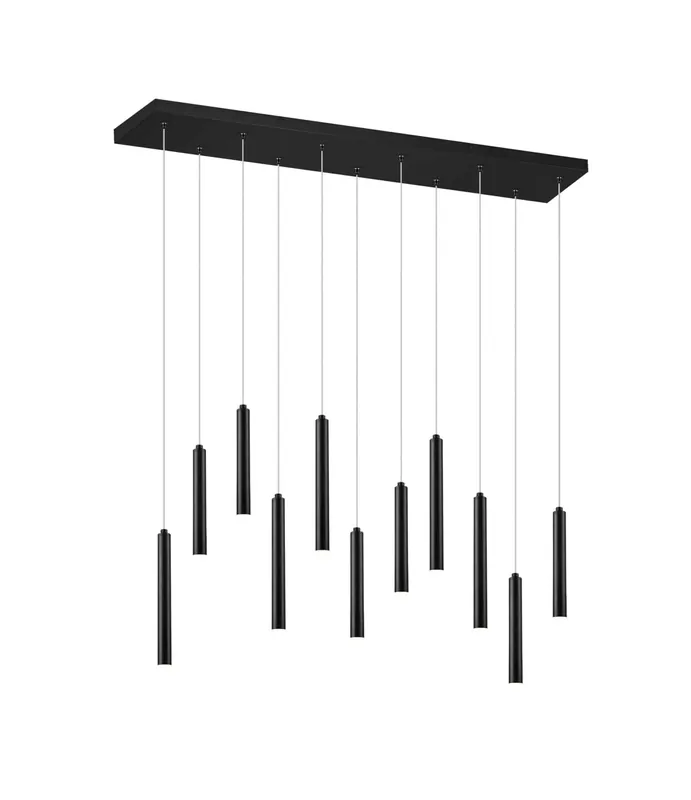 Devolución Gratuita Lámpara de techo colgante Trio Tubular LED 11 luces negro mate 3000K regulable 150cm 321611132