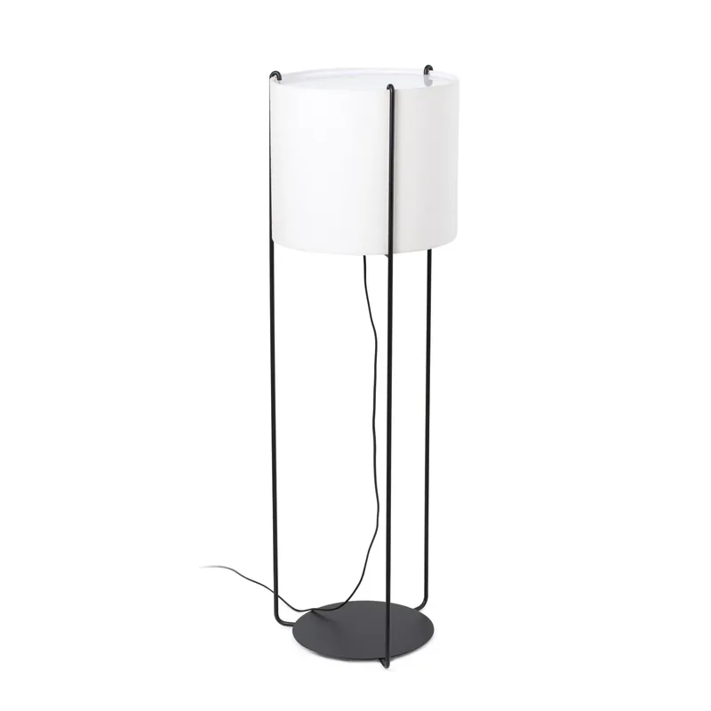 Lámpara de pie salón Faro Drum E27 LED negro y beige Ø32cm 24023-33 Más Vendido