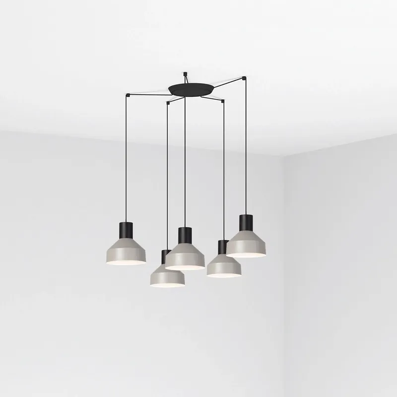 Certificado Lámpara de techo colgante Faro Kombo grande 5 luces E27 LED gris 68593-5L