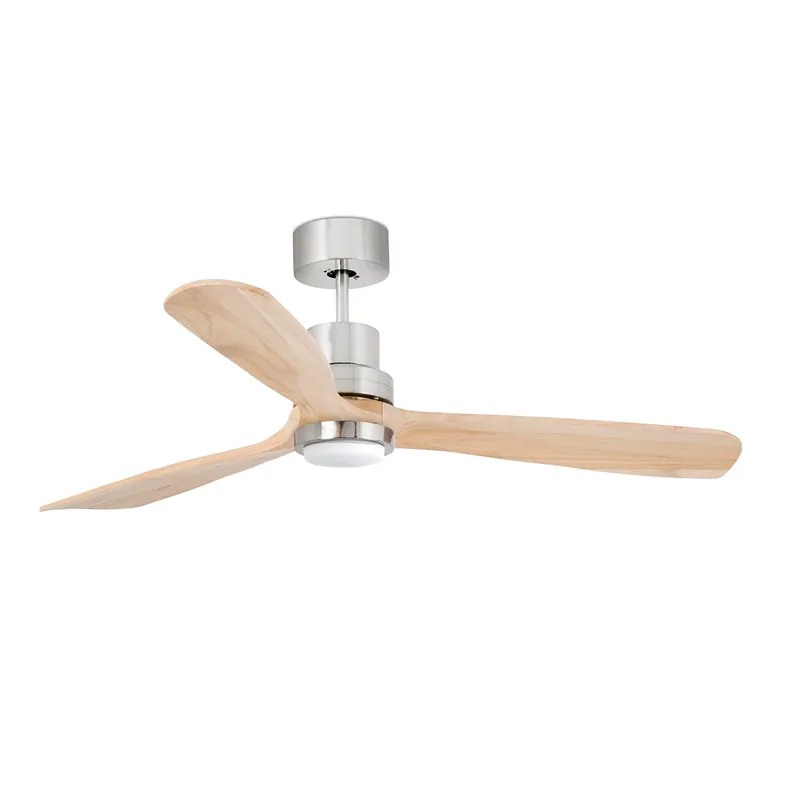 Ventilador de techo con luz Faro Lantau motor DC palas de madera LED pino 3000K Ø132cm 3 palas Súper Precio