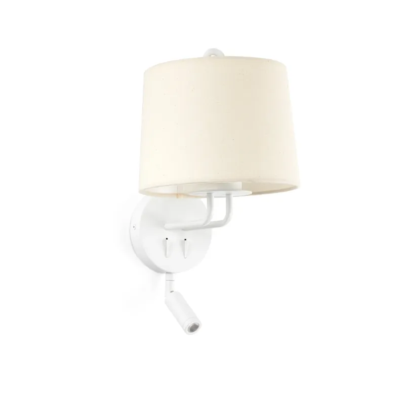 Lámpara de pared aplique Faro Montreal con lector E27 LED blanco y beige 24032-02 Venta Final