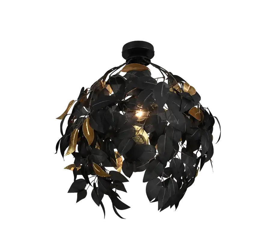 Gran Oferta Plafón de techo Trio Leavy negro mate Ø38cm R60461032