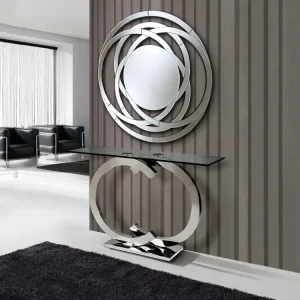 Liquidación Consola Schuller Casandra alto brillo acero inoxidable 120x79cm